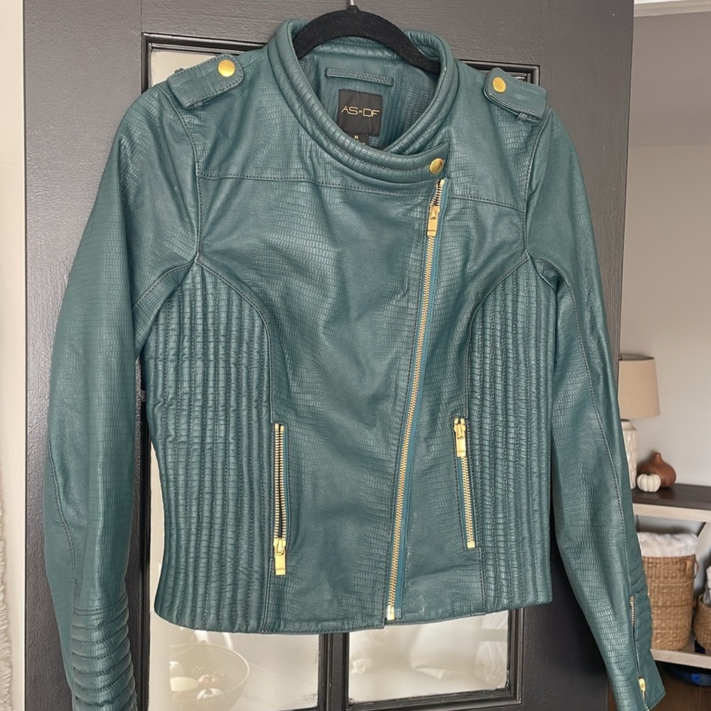 ASOS Teal Leather Jacket for Women - Picture 10 of 10